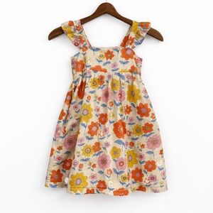 Maisonette 7y Maison Me retro floral dress 0382 cream orange yellow flutter